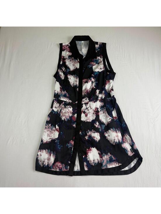 RVCA Dresses & Skirts - RVCA Sleeveless Collared Button Front Dress Tunic Abstract Print Size M